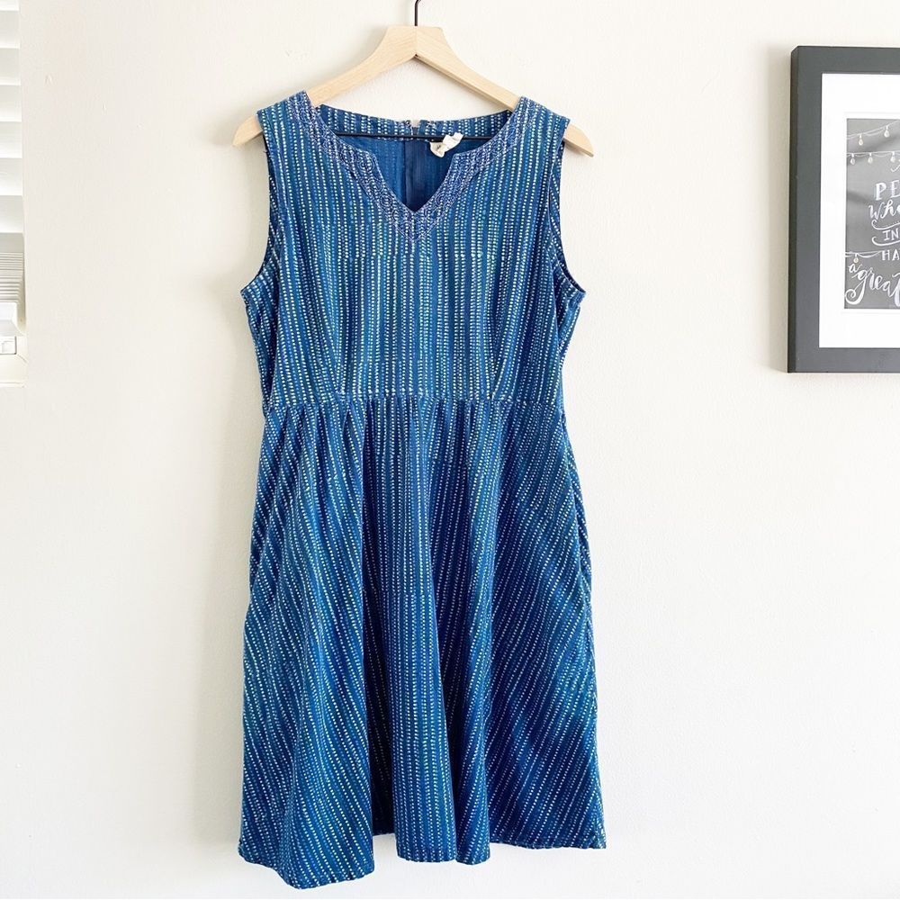 Mata Traders Blue Sleeveless Fit & Flare Sundress Large